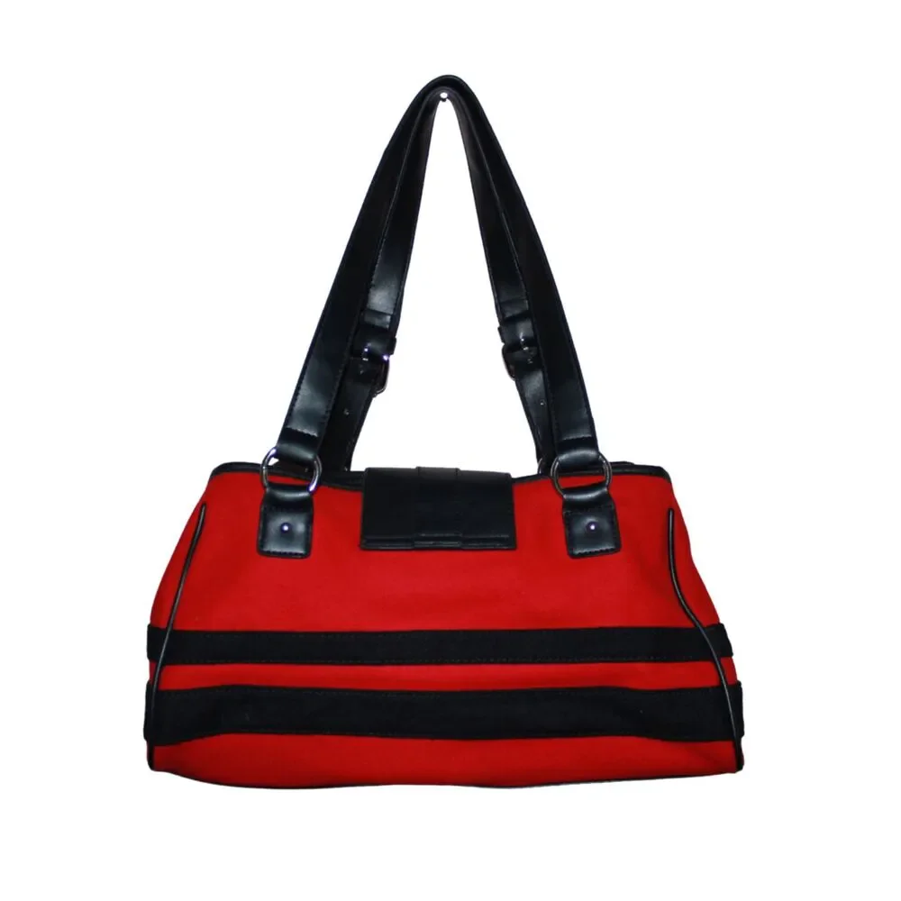 American Living Red Black Cotton Shoulder Bag Satchel Purse
